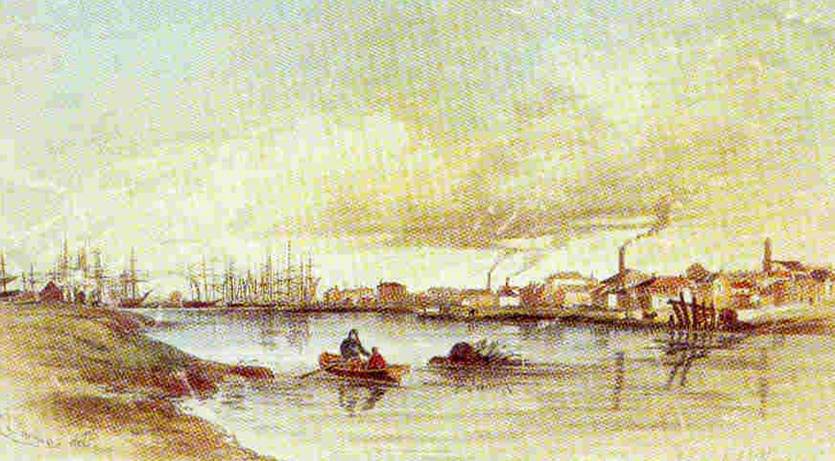 A painting of a city
Description automatically generated